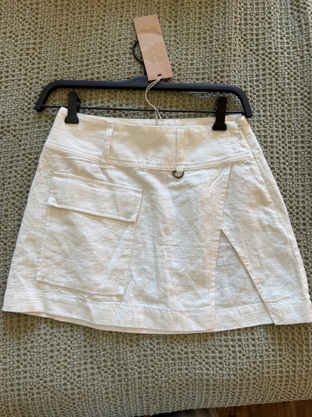 ✨One Mile The Label Evie Tailored Mini Skirt Off White US 0 NWT